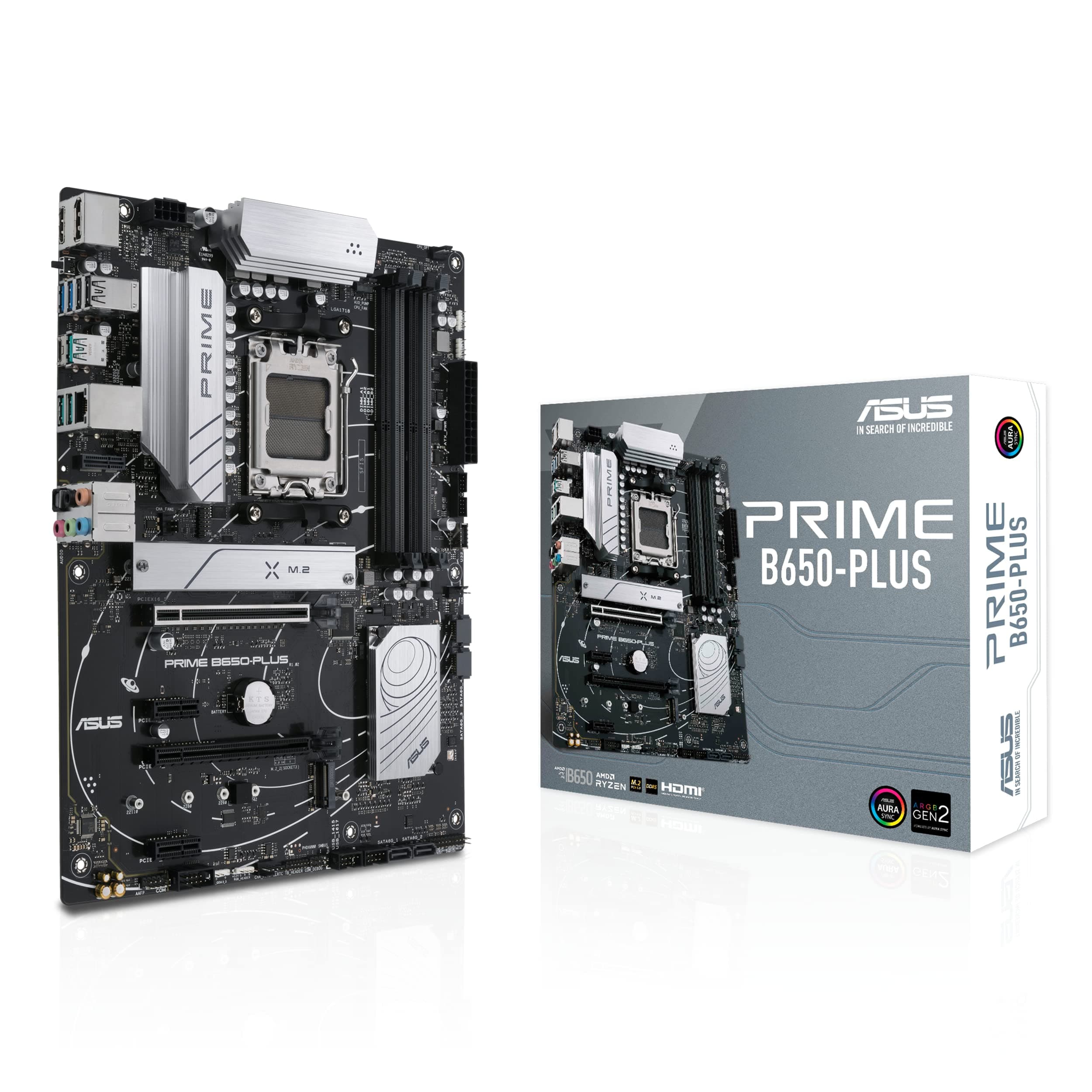 ASUS Prime B650-PLUS Gaming Mainboard Sockel AMD AM5 (Ryzen 7000, ATX, DDR5 Speicher, PCIe 5.0 M.2, 2.5G Ethernet, BIOS Flashback, USB 3.2 Gen 2 Typ-C, Aura Sync)