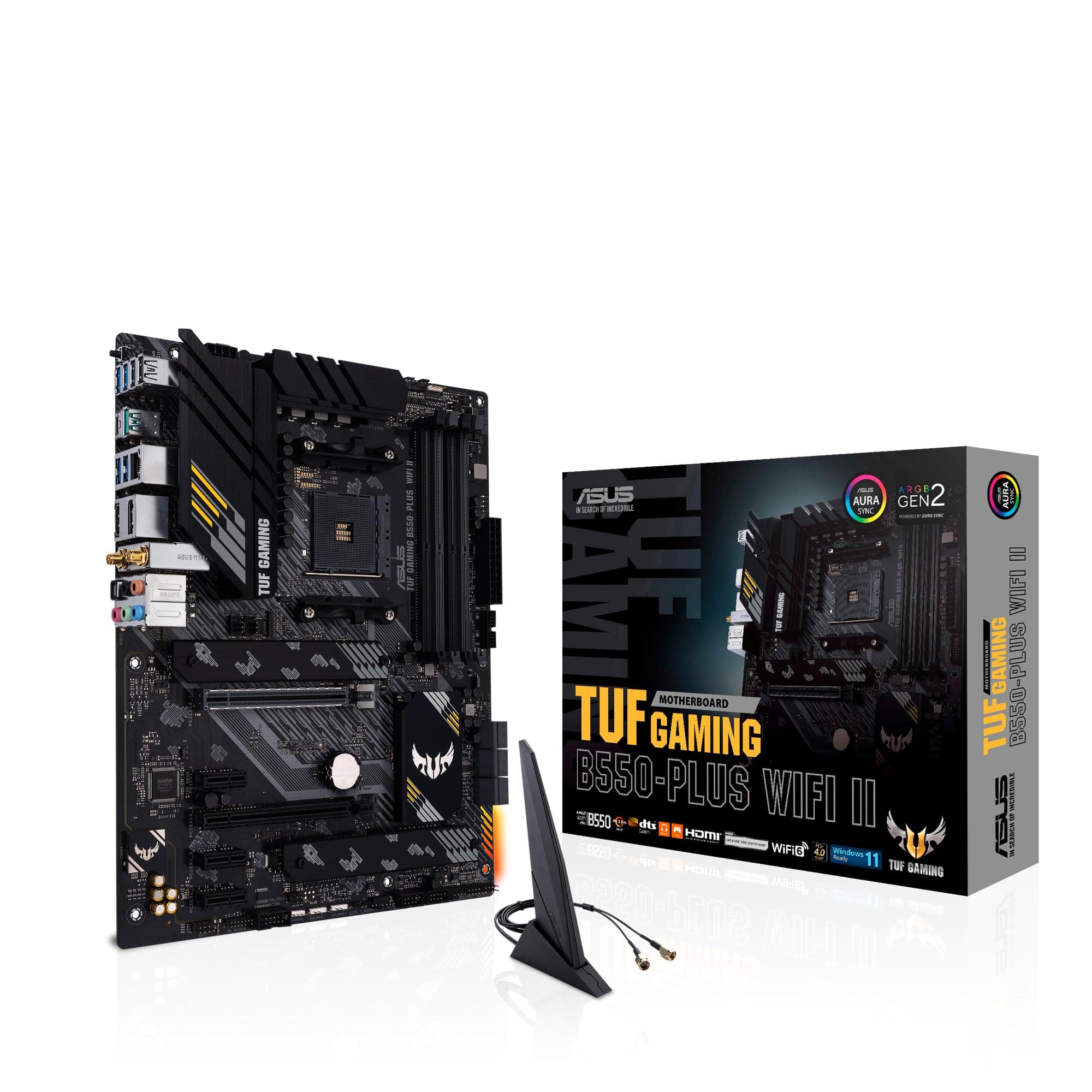 ASUS TUF Gaming B550-PLUS WiFi II Mainboard Sockel Ryzen AM4 (AMD B550, ATX, PCIe 4.0, DUal M.2, WiFi6, SATA 6Gbit/s, Thunderbolt 3 Header, Aura Sync)