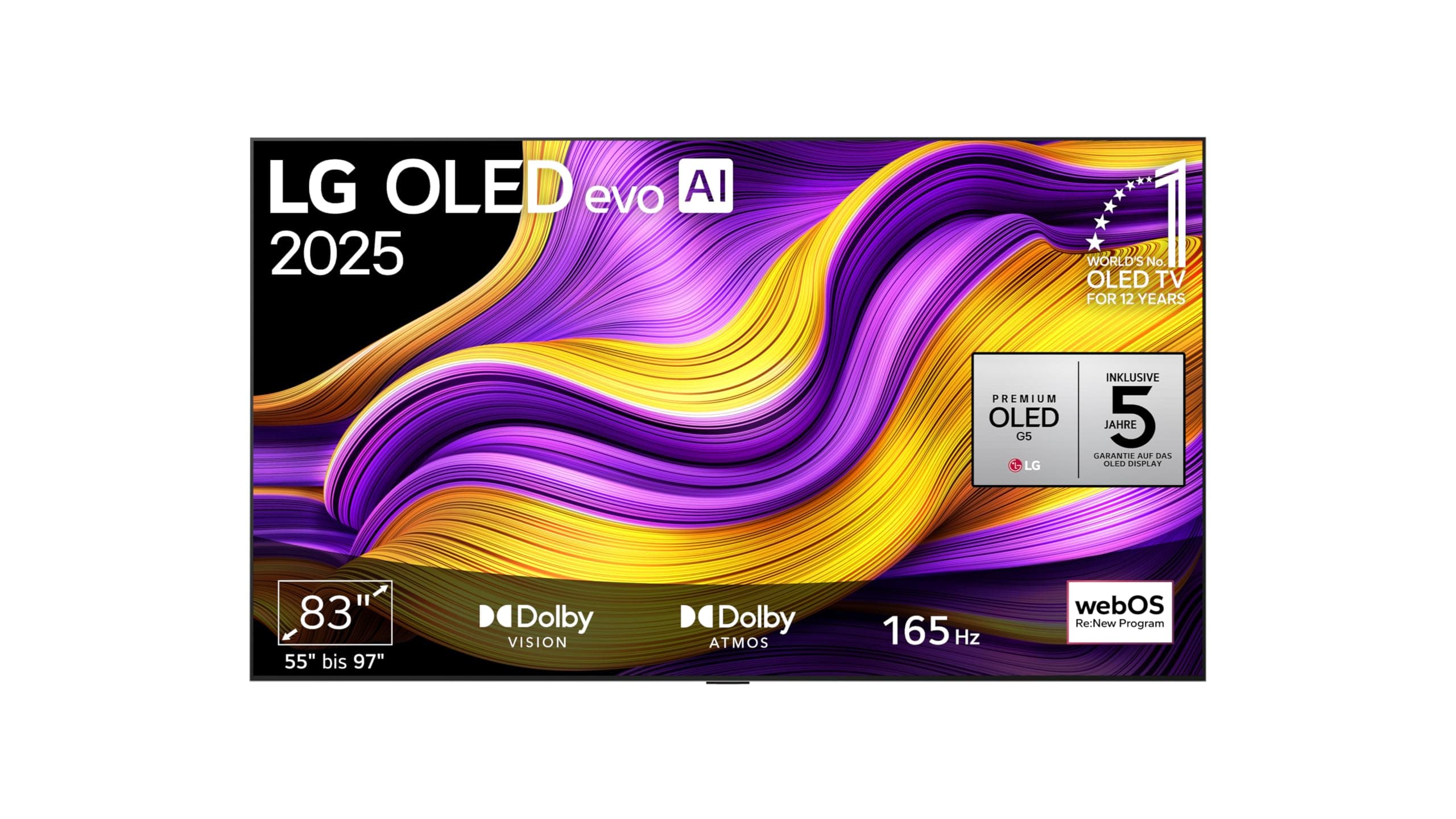 LG OLED83G57LW TV 83 Zoll (210 cm) 4K OLED evo AI TV (α11 Gen2 4K AI Prozessor, webOS 25, 120Hz (VRR bis zu 165Hz)) [Modelljahr 2025]