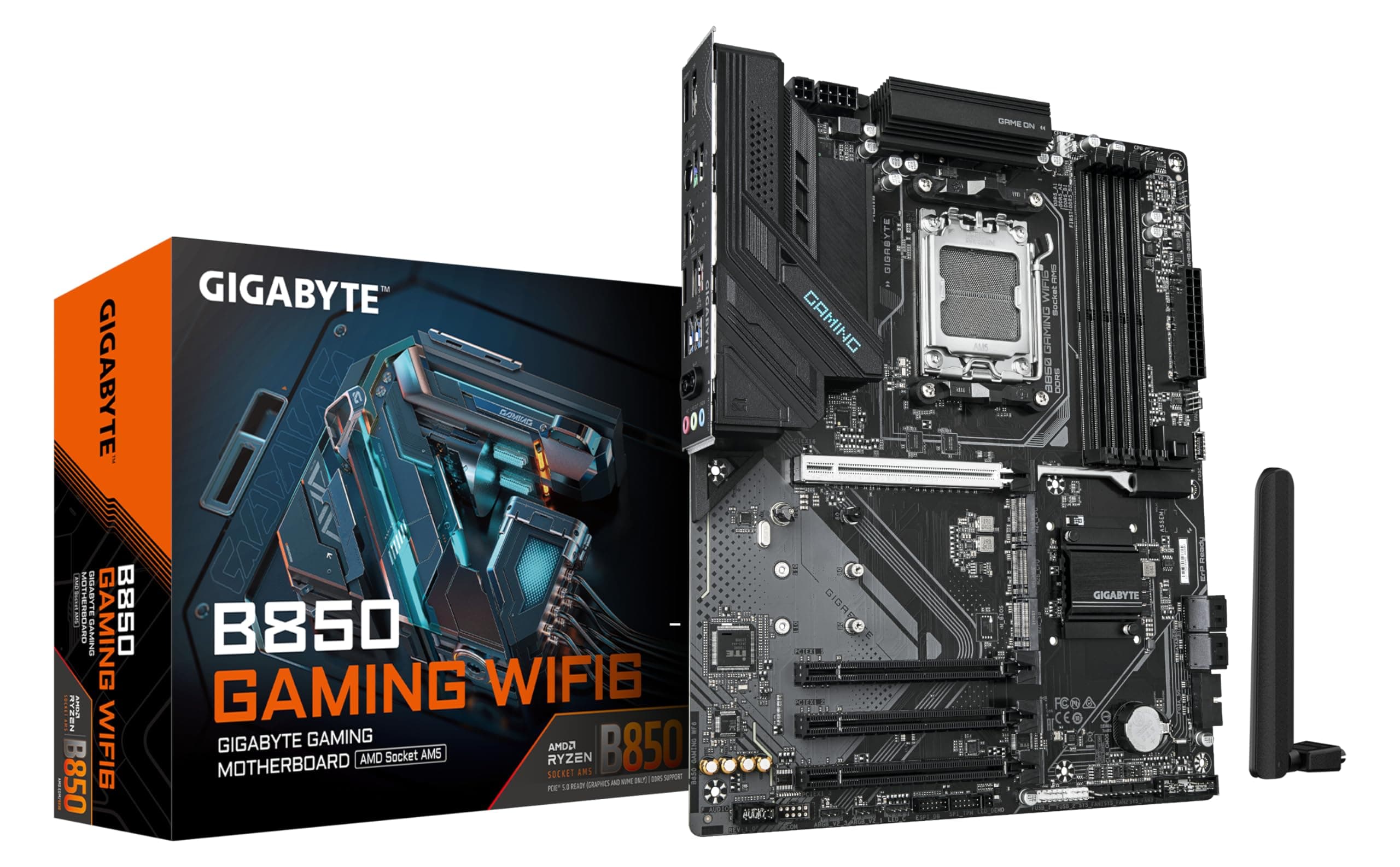 GIGABYTE B850 Gaming WIFI6 Motherboard - AMD Ryzen 9000 Serie CPUs, 6+2+2 Phasen digitales VRM, bis zu 8200MHz DDR5 (OC), 1xPCIe 5.0 + 2xPCIe 4.0 M.2, GbE LAN, WiFi 6, USB 3.2 Gen 2