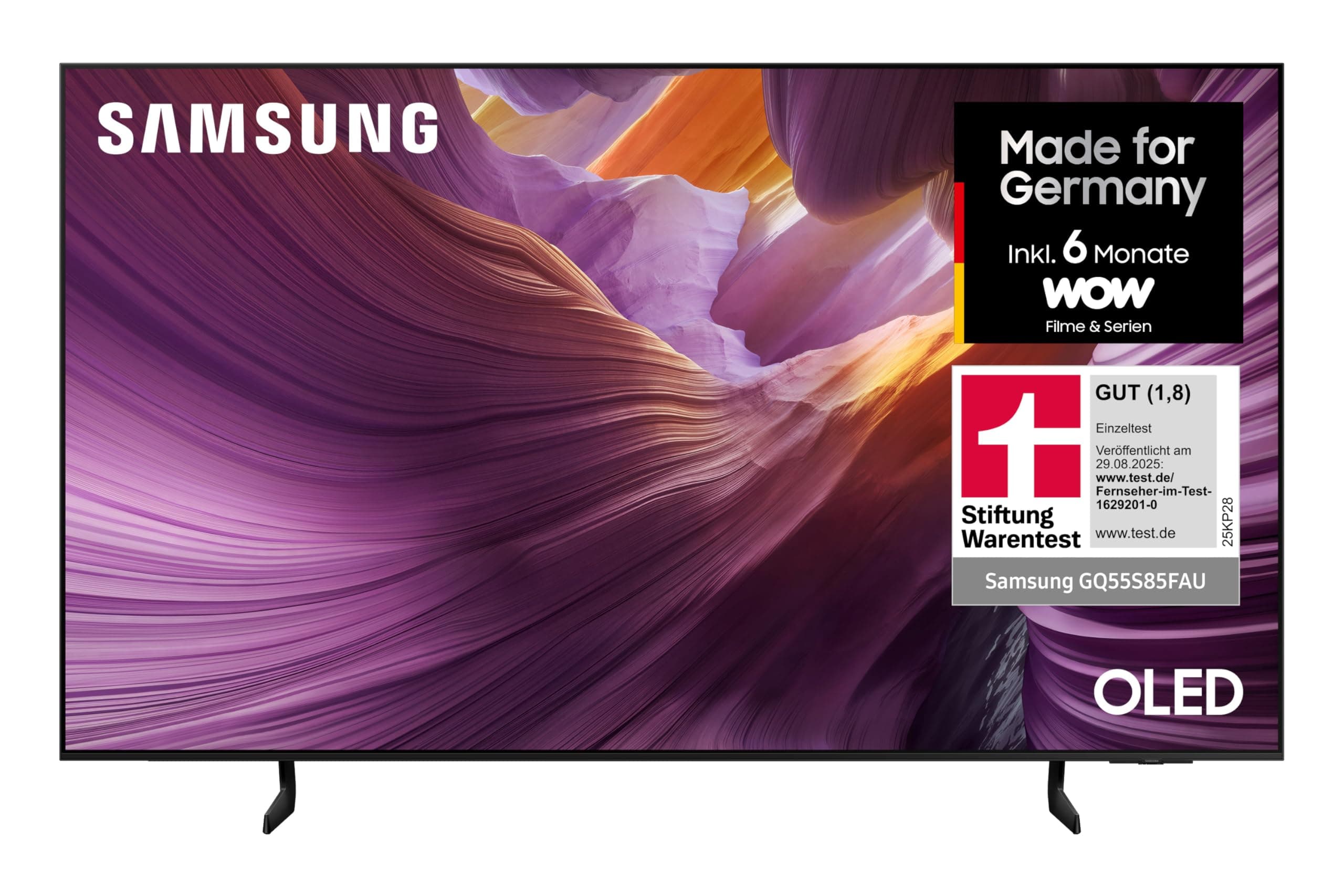 Samsung OLED 4K S85F 55 Zoll (138 cm) UHD Fernseher, NQ4 AI Gen2 Prozessor,4K Upscaling, OLED HDR, Farben Pantone validiert, Dolby Atmos, Gaming-Hub, Knox Security, Samsung Vision AI Smart TV