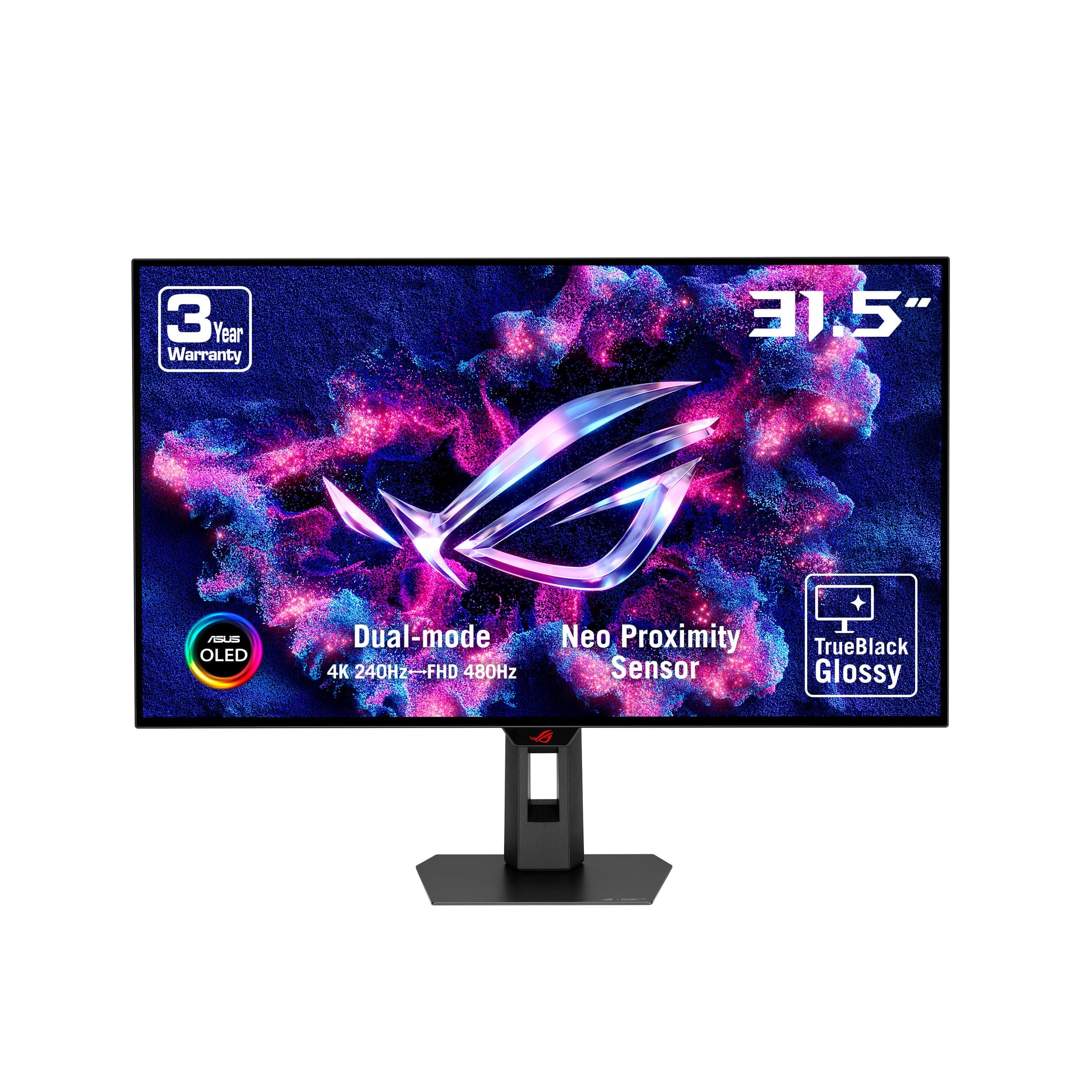 ASUS ROG Strix OLED XG32UCWMG (32 Zoll 4K UHD Gaming Monitor, Dual-Modus 4K bei 240 Hz FHD bei 480 Hz, 0.03ms, Sync-Tech, HDR 400 TB - QD-OLED, 16:9, 3840x2160, DP, HDMI, 15W USB-C, USB-Hub)