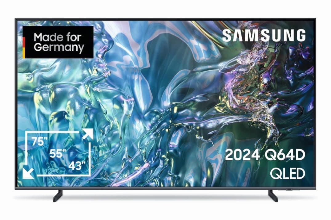 Samsung QLED 4K Q64D Fernseher 65 Zoll, TV mit Quantum Prozessor Lite, 100% Farbvolumen, 4K Upscaling, Motion Xcelerator, Smart TV, GQ65Q64DAUXZG, Deutsches Modell