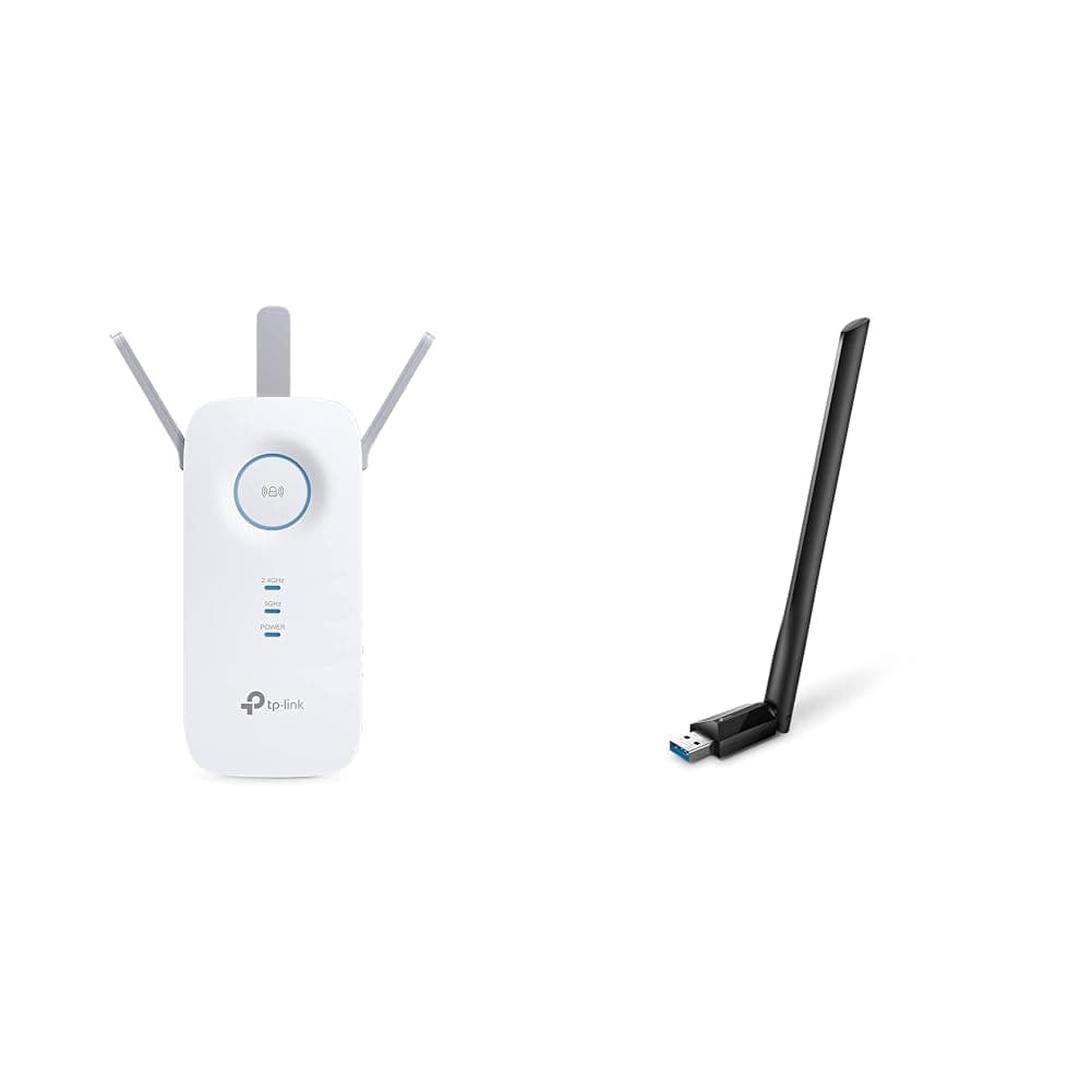 TP-Link RE550 WLAN Verstärker Repeater AC1900 & Archer T3U Plus AC1300 High Gain USB WLAN Stick Adapter mit Antennen