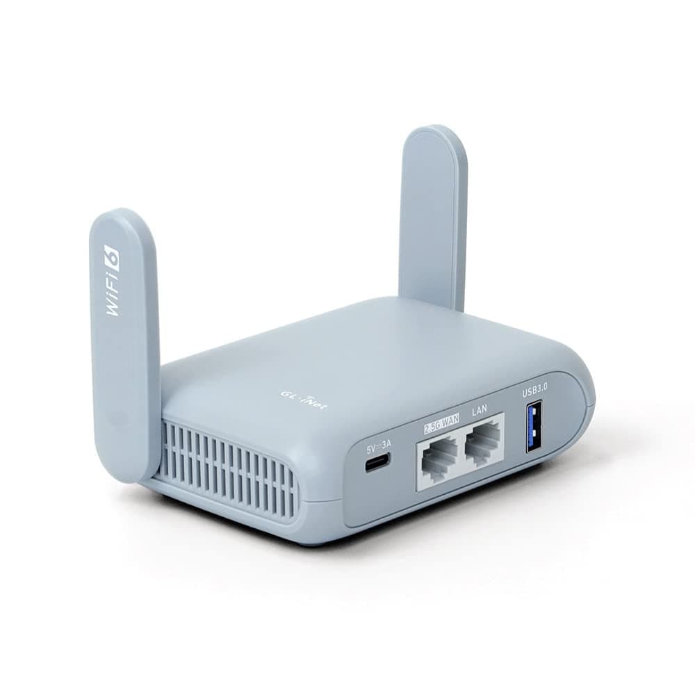 GL.iNet GL-MT3000 (Beryl AX) Mobile Reise-Router, WiFi 6 Router, VPN Mobiler WLAN Router Mobil, Pocket WiFi, 2.5G Gigacube Port, Travel WLAN Access Point for Glasfaser Modem, Openwrt/Wireguard/Home