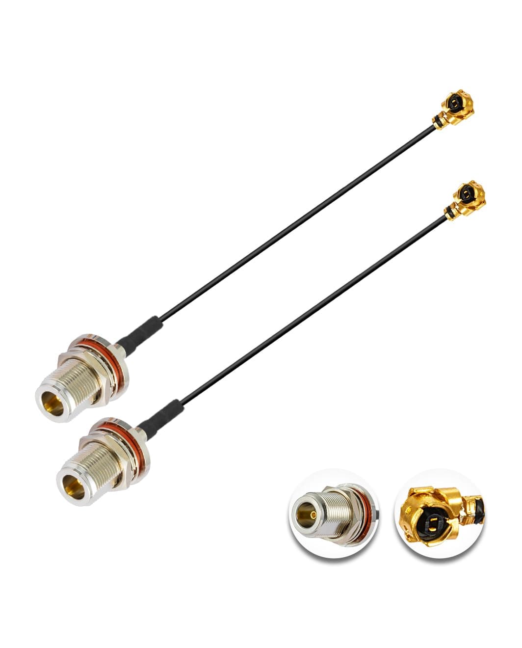 Vecys 2PCS U.F.L1 zu N Typ Buchse Low Loss Koaxialkabel 2" /5CM U.F.L1 1.13mm Mini-Koaxial Pigtail Kabel für Wireless Router Mini PCIE Netzwerkkarten PCI Wi-Fi WAN Repeater