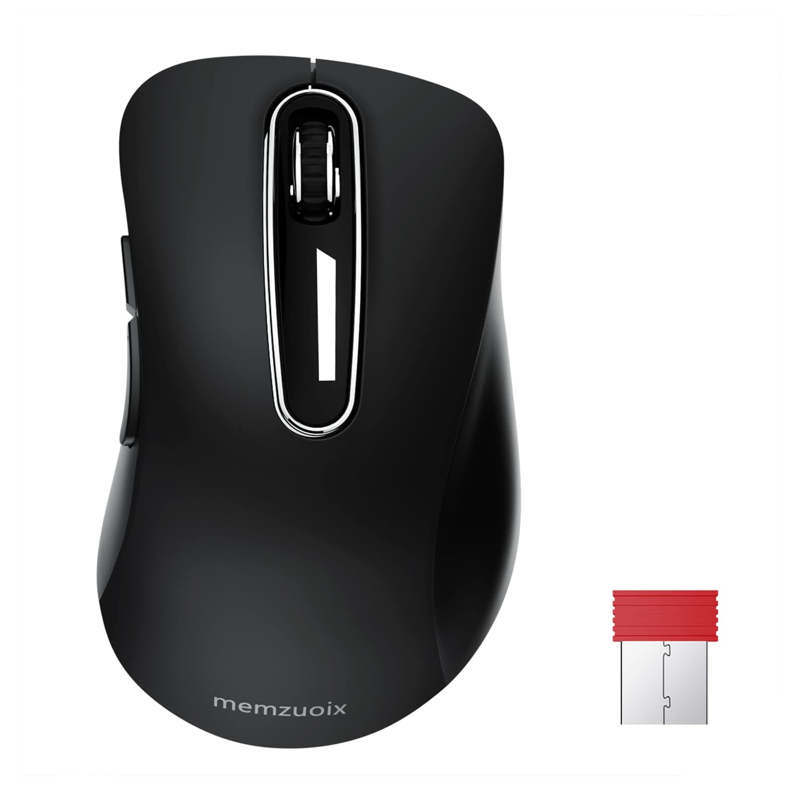 memzuoix Kabellose Maus 2.4GHz, Tragbare Optische Wireless Maus 1400 DPI mit Mini-USB-Empfänger, 5 Tasten und Batteriebetrieb für Laptop, Desktop, MacBook – Schwarz