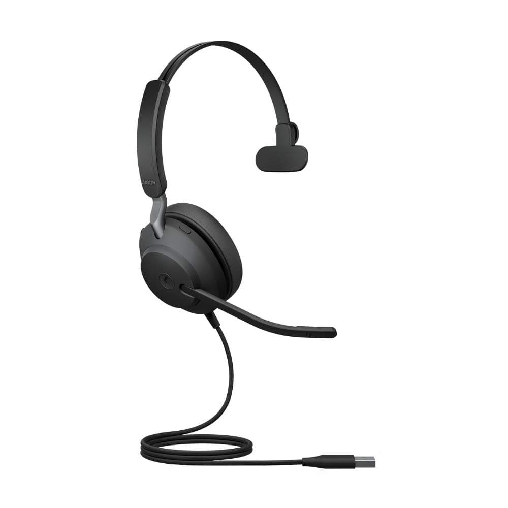 Jabra Evolve2 40 PC Headset – Noise Cancelling Microsoft Teams Certified Mono Headphones with 3-Microphone Call Technology – USB-A Cable – Black