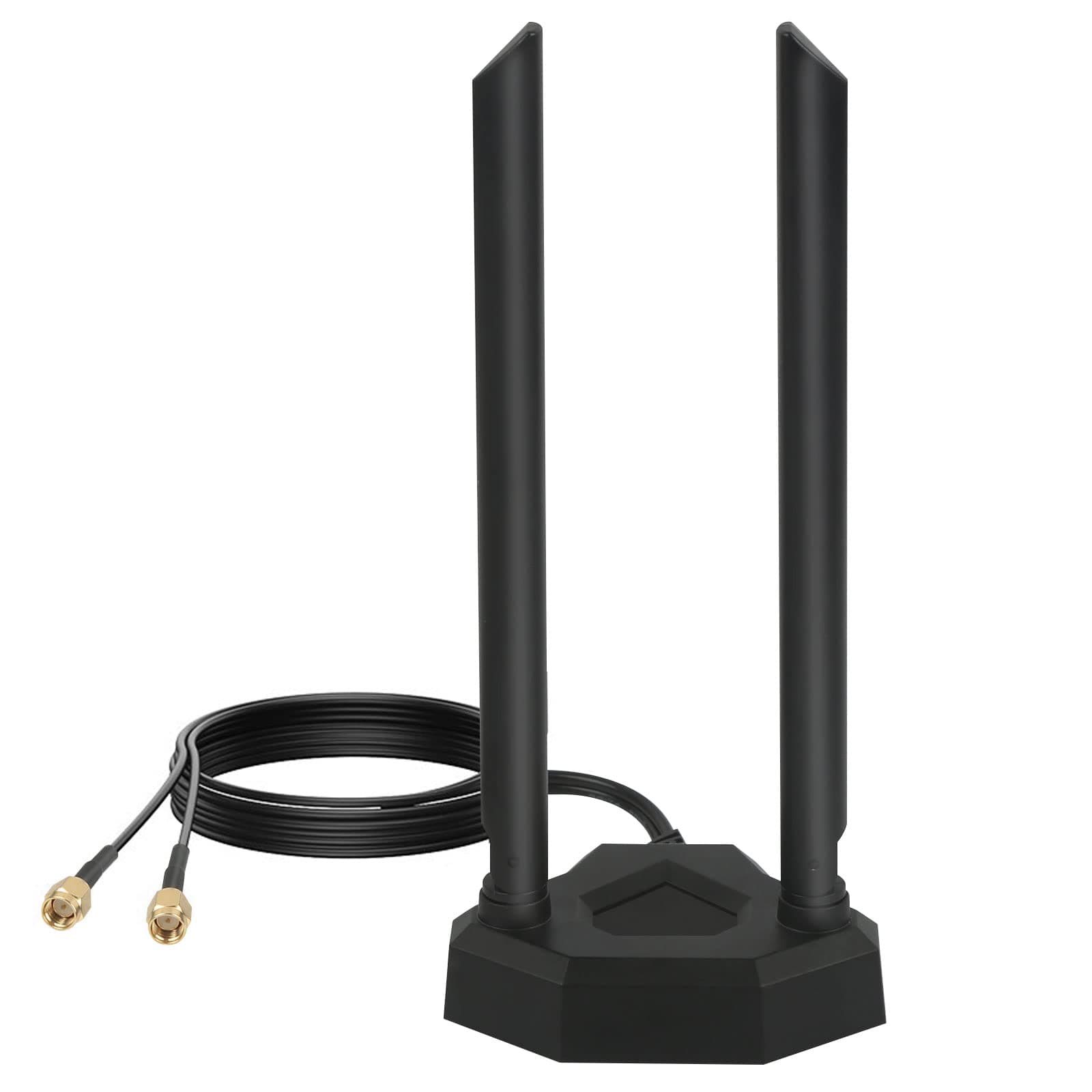 Nelawya WLAN-Antenne 8 dBi Dualband 2,4 GHz 5 GHz 5,8 GHz RP-SMA-Adapter mit Magnetfuß Kompatibel mit WLAN Router PC Mainboard PCI Karte Wireless Router Bluetooth
