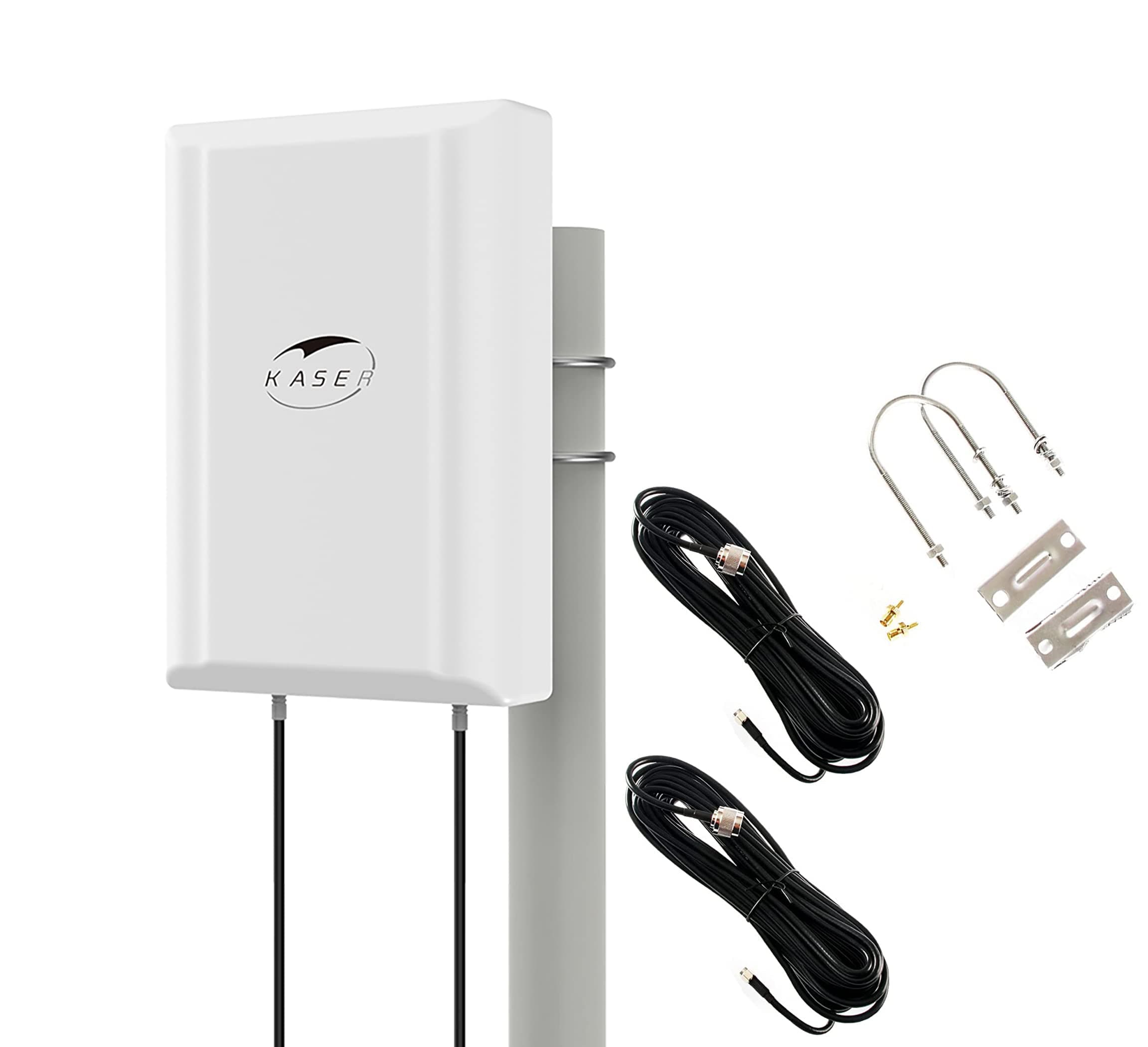 KASER 4G LTE 5G Antenne Outdoor Mimo Richtantenne 698-2700 | 3300-3800 MHz Bis zu 12dBi Verstärkung kompatibel 5g 4g Router N-SMA Ausgang mit TS9 adapter Inklusive Verlustarme Kabel 10 Meter -Model V3