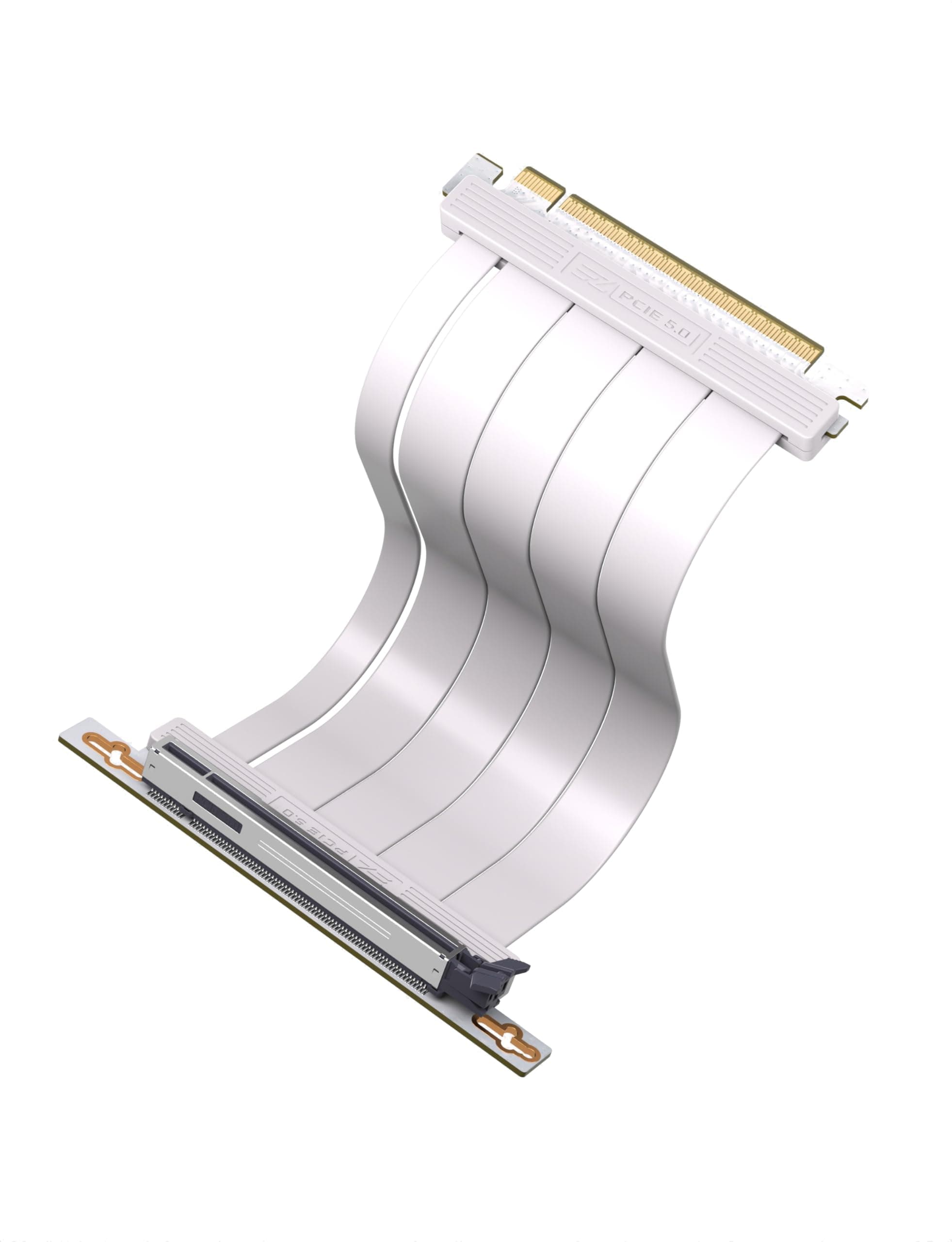 EZDIY-FAB PCIe 5.0 X16 Riser-Kabel,128 GB/s Bandbreite,für RTX 50/RTX 40,RX 9000/RX 7000 GPUs,PCIe-Erweiterungskarte, abwärtskompatibel mit 4.0/3.0,Vertikale GPU-Montage,90-Grad-Winkel–20 cm,Weiß