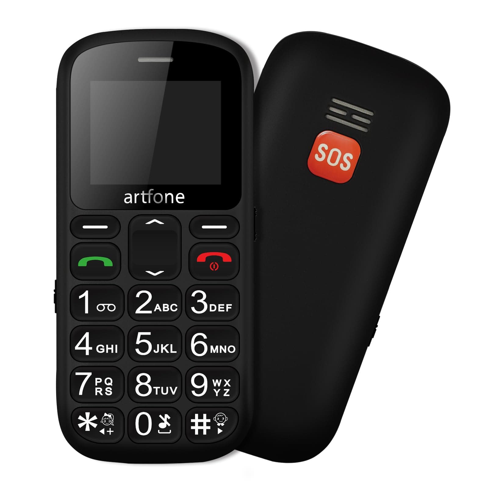 artfone CS181 Seniorenhandy Ohne Vertrag, Dual SIM 2G GSM Handy mit Großen Tasten, SOS Notruftaste, Taschenlampe, Großtastenhandy mit Ladestation,800mAh Akku, FM-Radio,1,77 Zoll Farbdisplay, Schwarz