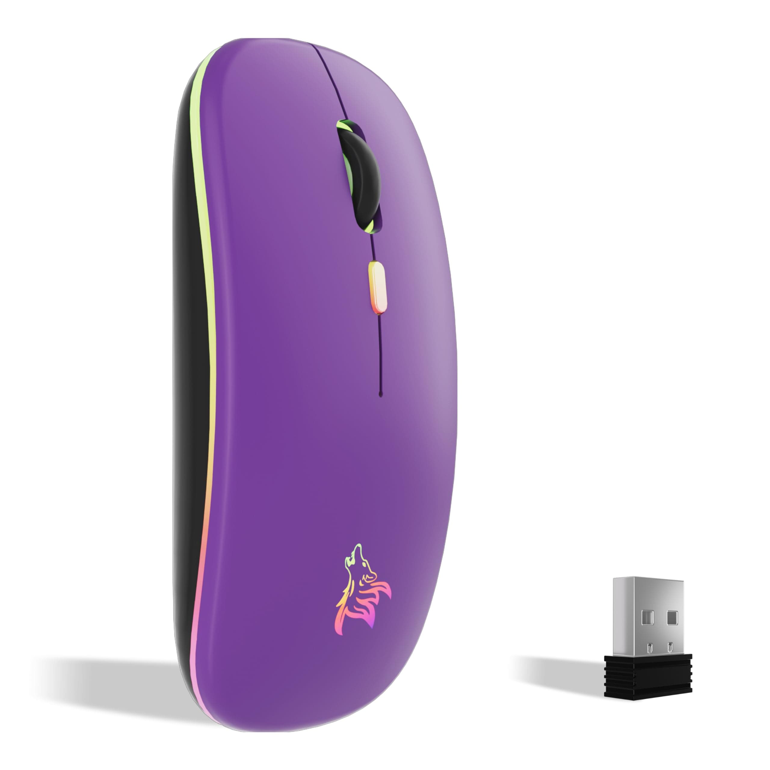 TQQ Maus Kabellos, 2,4 GHz-USB funkmaus, Bluetooth Maus, 1600 DPI Optical Tracking, Wiederaufladbare LED-Dual-Modus Mouse für Laptop, PC, iOS, Android, iPad, Windows