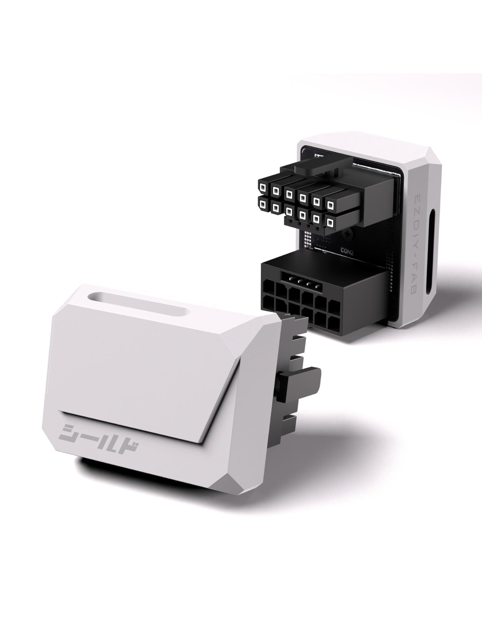 EZDIY-FAB PCIe 5.1 Adapter-600W 12+4pin,16pin 12VHPWR GPU Stecker,12V-2x6 GPU Adapter,Rechter 180 Grad Winkel-Kompatibel mit RTX 3090Ti,4070Ti,4080,4090 GPUs-RVS Typ,Weiß,1Pack