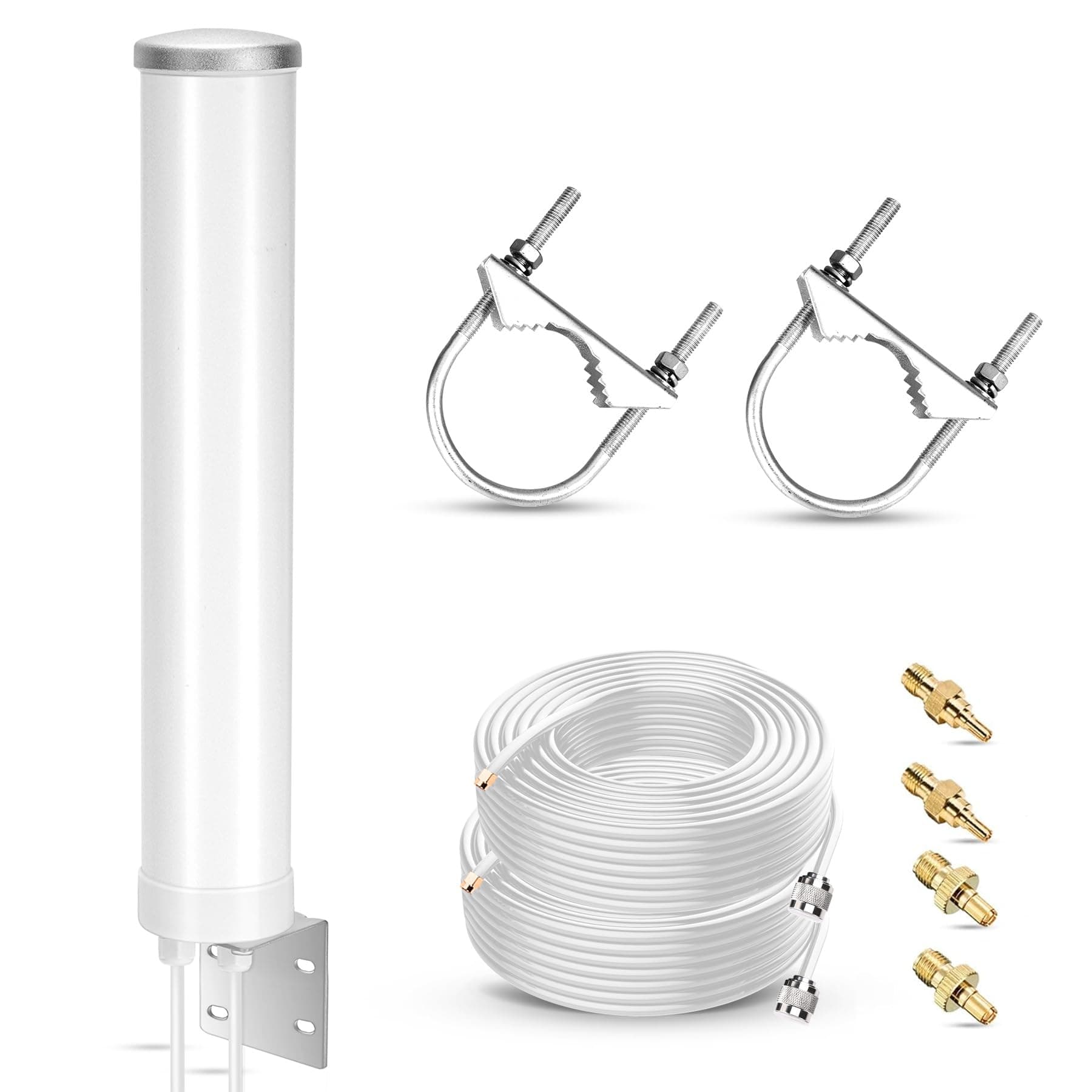 Nelawya 5G Antenne 4G LTE Signalverstärkung Outdoor 12dBi MIMO Omnidirektionale 698-3800MHz Antenne für 4G LTE 5G Router Modem, TS9 SMA CRC9 Adapter, Lange Reichweite Signalempfang, 2 x 5m Kabel