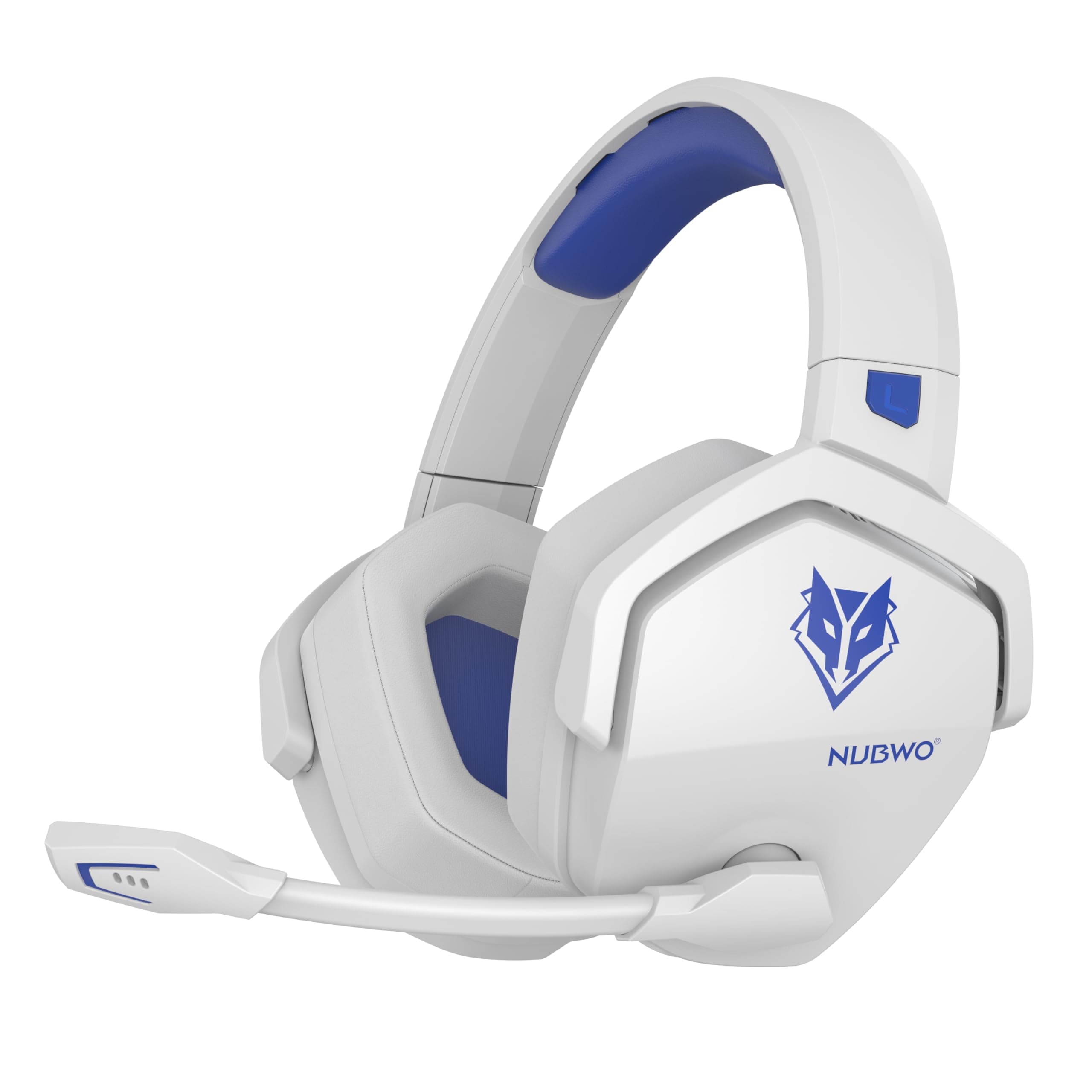 NUBWO G06 Dual Wireless Gaming Headset mit Mikrofon für PS5, PS4, PC, Mobile,NS: 2.4 GHz Wireless + Bluetooth - 100 Stunden - 50mm -Treiber - Weiß/Blau