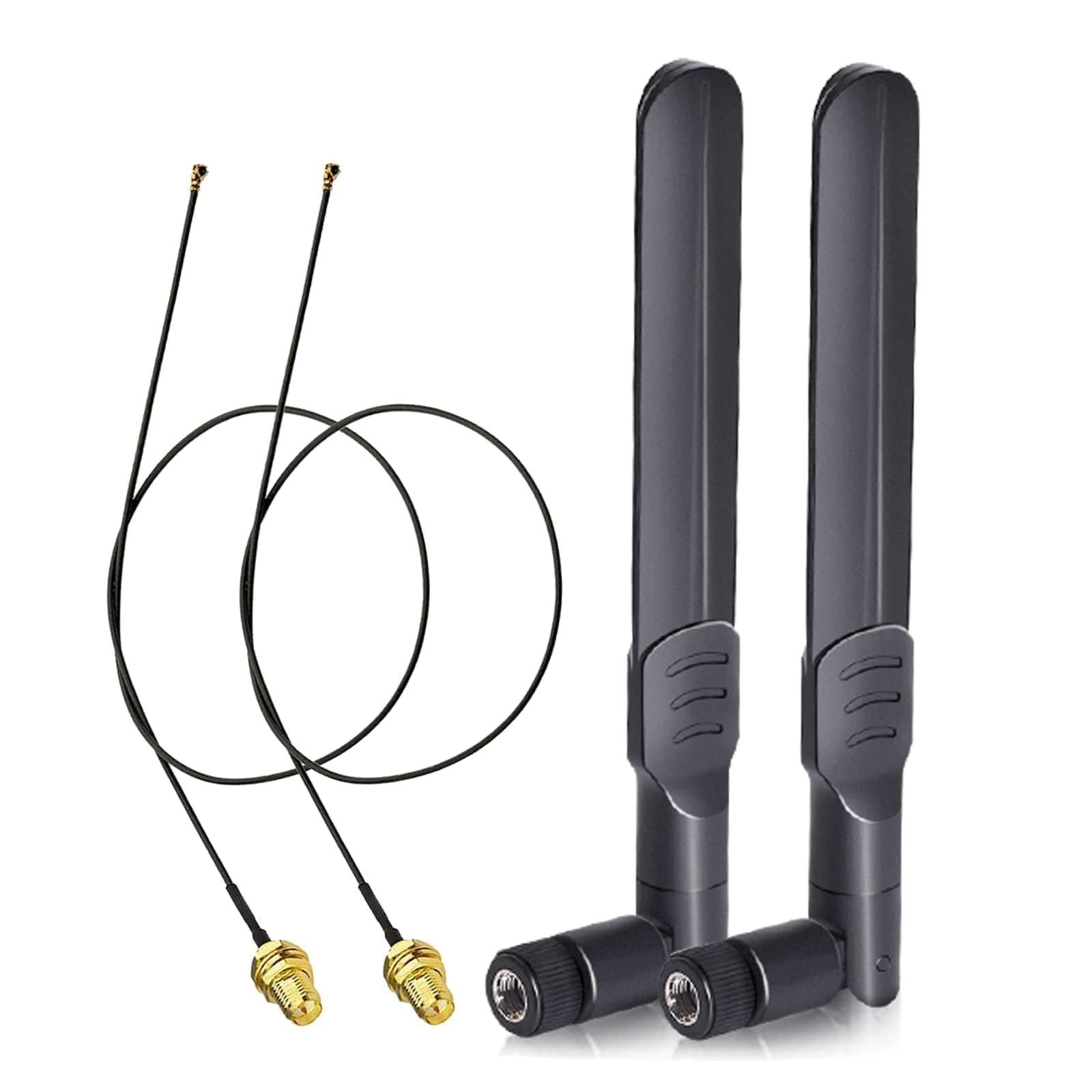 Bingfu WLAN Antenne 2,4GHz 5GHz 5,8GHz 8dBi RP-SMA-Stecker Antenne & 25cm M.2 NGFF zu RP-SMA Buchse Verlängerungskabel 2-Pack für M.2 NGFF Intel Wireless Netzwerkkarte WiFi Adapter Laptop