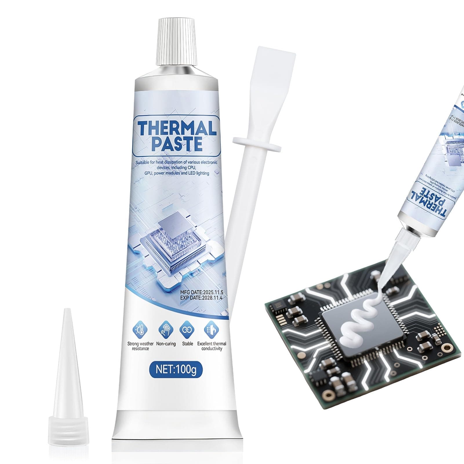 HONTAOK Kühlpaste CPU, Wärmeleitpaste CPU, Thermalpaste, Es Besitzt Eine Ausgezeichnete Wärmeleitfähigkeit und Eignet Sich für Eine Vielzahl Von Geräten, Darunter CPU, GPU und Chipsätze, 100ml