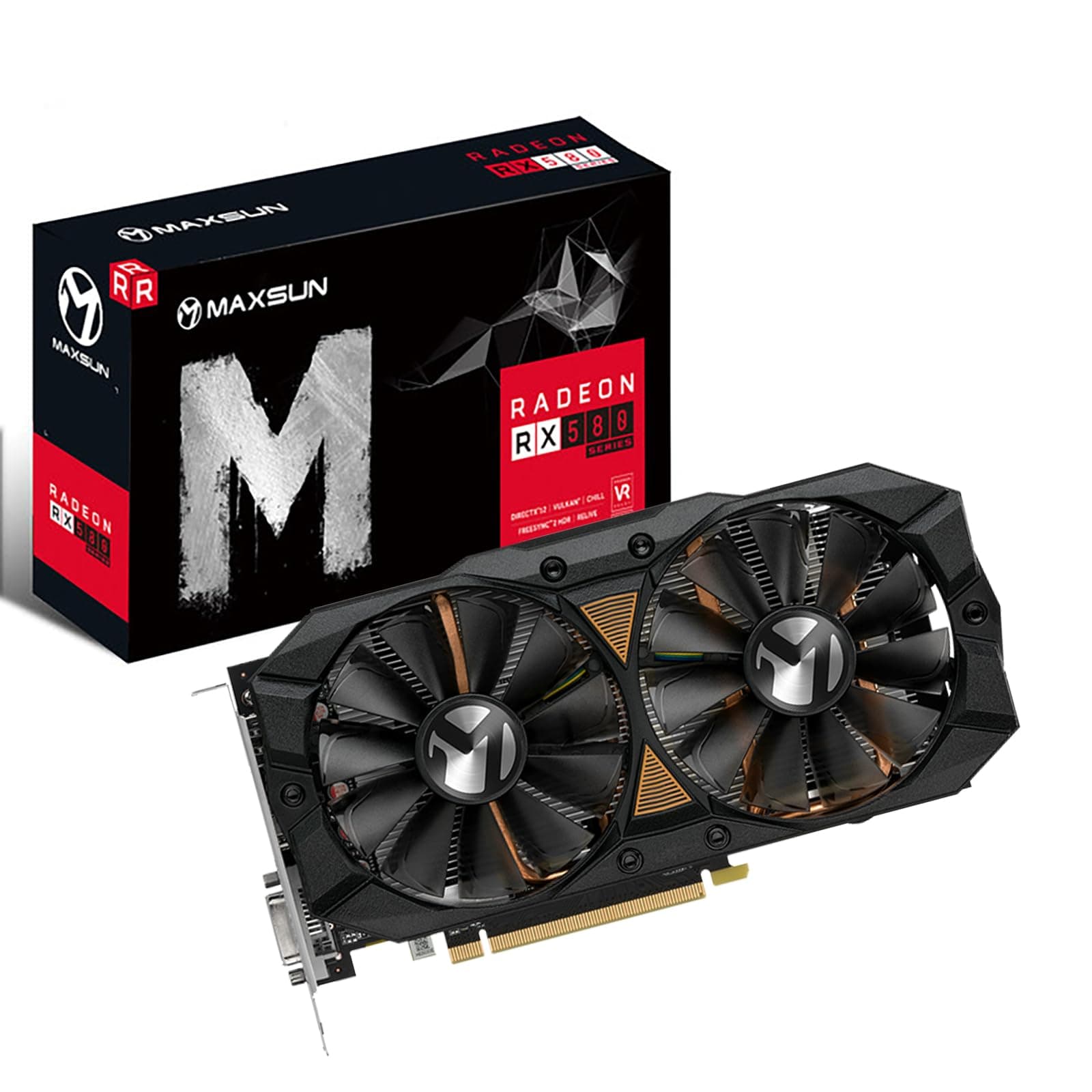maxsun AMD Radeon RX 580 8GB 2048SP GDDR5 Computer Video Grafikkarte GPU für PC Gaming 256-Bit DirectX 12 DVI, HDMI, DisplayPort Multi-Monitore erweitern (schwarz)