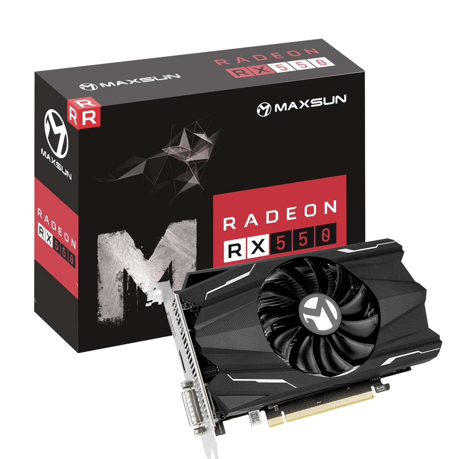 maxsun Grafikkarten AMD Radeon RX 550 Grafikkarte 4GB Graphics Card ITX Computer PC Gaming GPU, 128-Bit DirectX 12 PCI Express X16 3.0 DVI-D Dual Link, HDMI, DisplayPort
